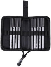 Set di Pennarelli Finemente Puntuti 9 Unità - Pennarelli per Disegno Idrorepellenti - Pennarelli con Ligne Fine e Inchiostro - Custodia con 14 Comparti per Pennarelli - Senza Acidi e Non Tossico - Pennarelli per Disegno
