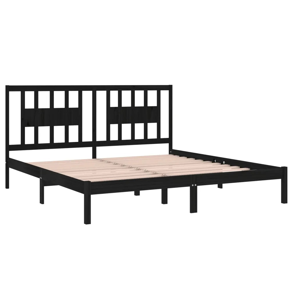 Giroletto Nero in Legno Massello di Pino 200x200 cm 3104087