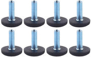 Set di livellatori per mobili da 8 pezzi - Livellatori per mobili adattabili - Fusto M8 - Base con gomma antiscivolo - Acciaio inossidabile zincato - Altezza complessiva 30 mm