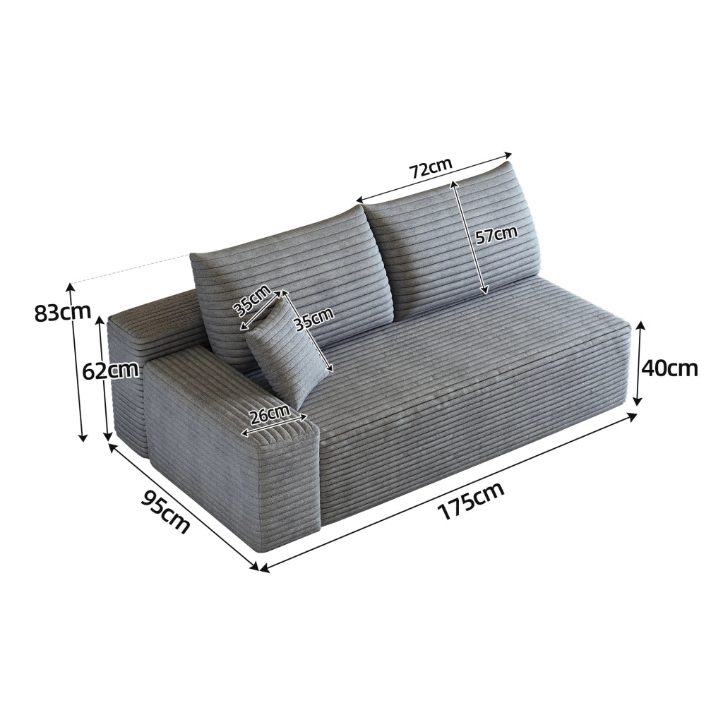 DIVANO Chaise lounge reversibile in tessuto grigio senza montaggio
