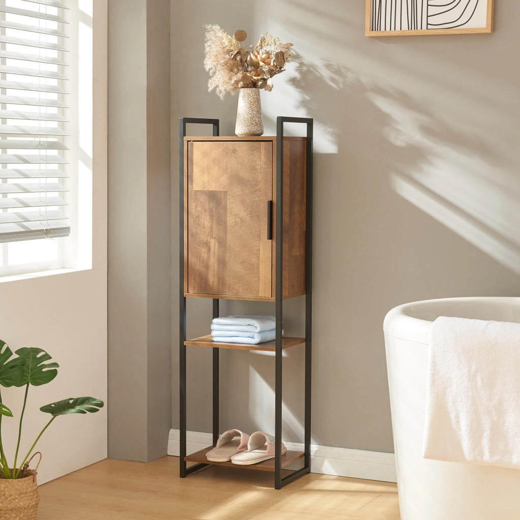 Armadio da Bagno Namsskogan 115x35x25 cm effetto Legno Intarsiato color Noce [en.casa]
