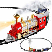 Trade Shop - Pista Trenino Giocattolo Bambini Treno Locomotiva Con Fumo Luce Suoni E 2 Vagoni -