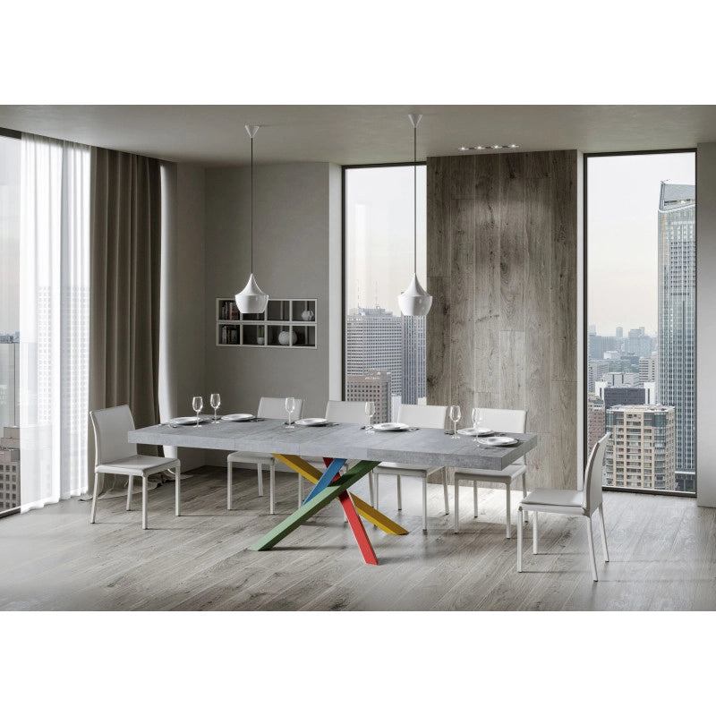 Tavolo allungabile 200/304x90 cm Volantis Premium telaio Multicolore 4/B - Cemento