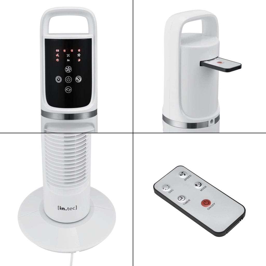 Ventilatore a Torre 82 cm con Telecomando e Timer Modalitá Oscillante Motore da 40W - Bianco