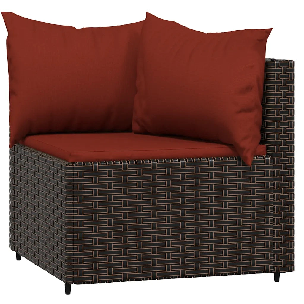 Set Mobili da Giardino 3 pz con Cuscini in Polyrattan Marrone 319823