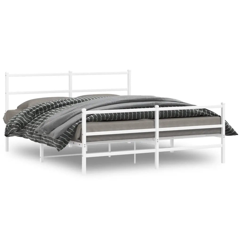 Giroletto con Testiera e Pediera-Struttura Letto Metallo Bianco 150x200 cm 392243