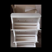 Scarpiera 2 porte capacità 14 paio di scarpe arte povera in legno massello e mdf con rifinitura in bianco 79X30X90 H