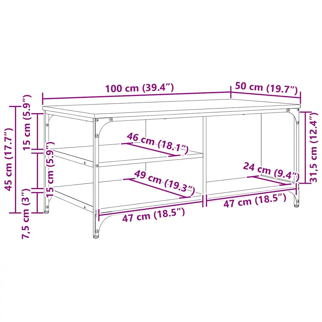 Tavolino da salotto Legno vecchio 100 x 50 x 45 cm