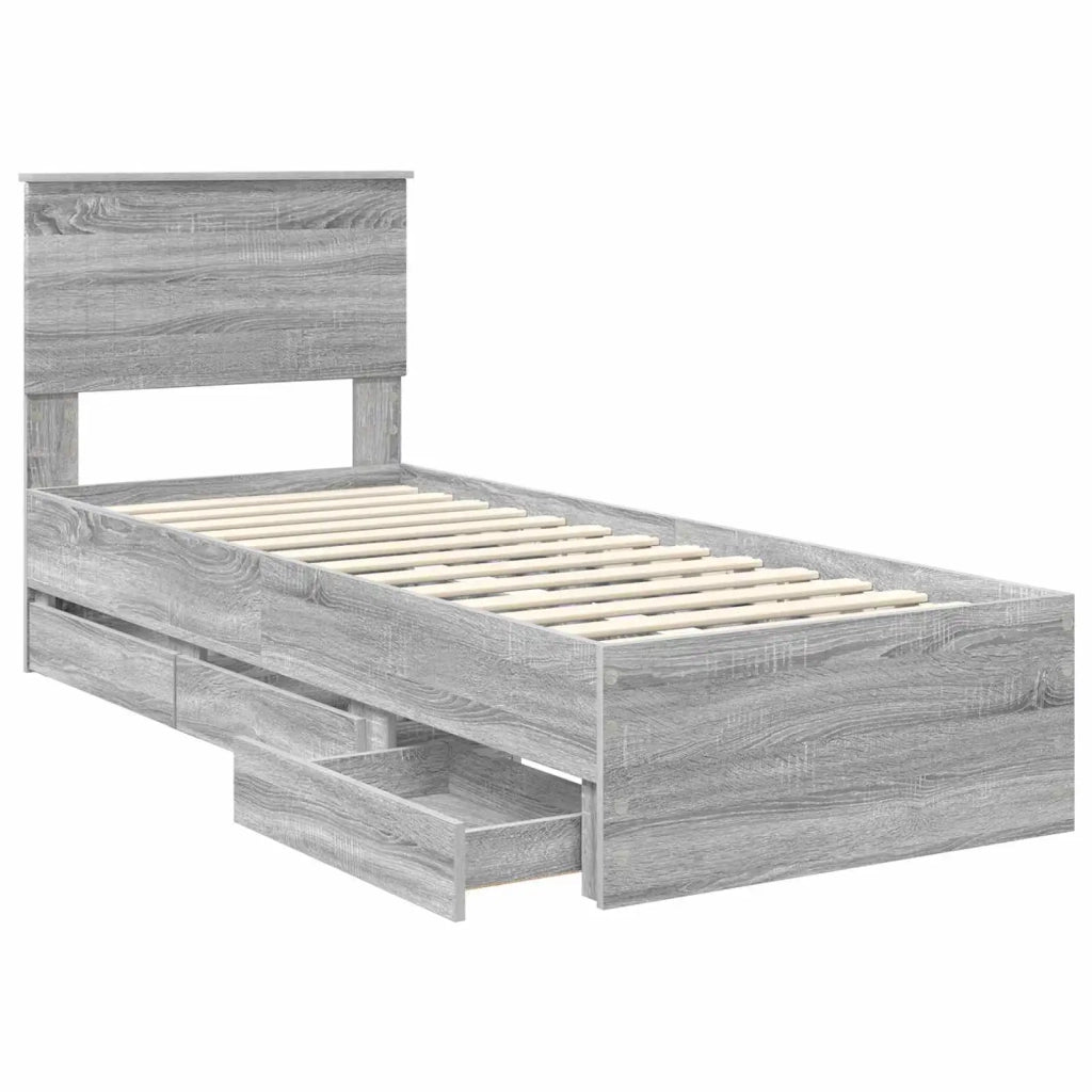 Struttura del letto con cassetto Grigio Sonoma 75 x 190 cm 3410761