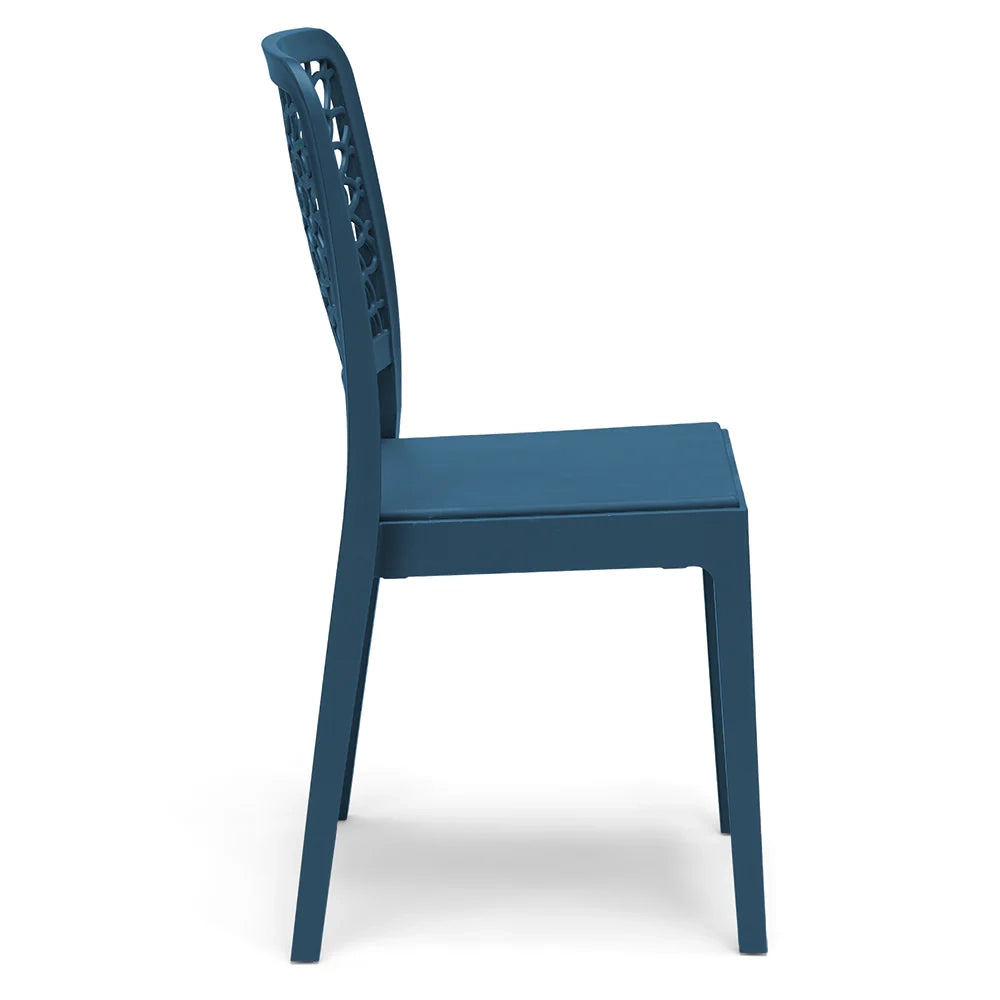 Sedia in polipropilene TICHE, impilabile, resistente ai raggi UV, design moderno, ideale per sala da pranzo, cucina, sala d’attesa, bar, ristoranti o giardino, colore Petrolio