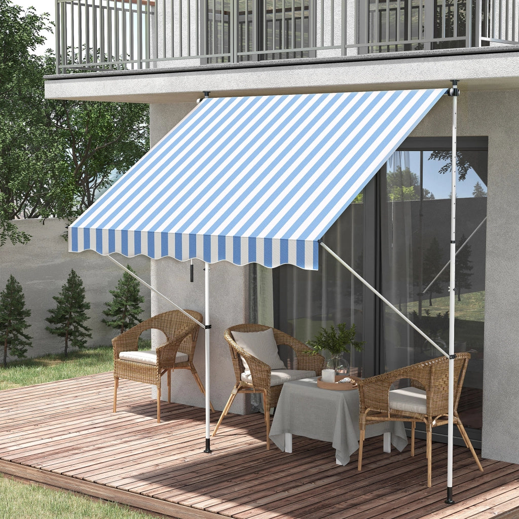 Tenda da sole a braccio pieghevole con manovella ¨C zephmum ¨C 150 cm blu e bianco