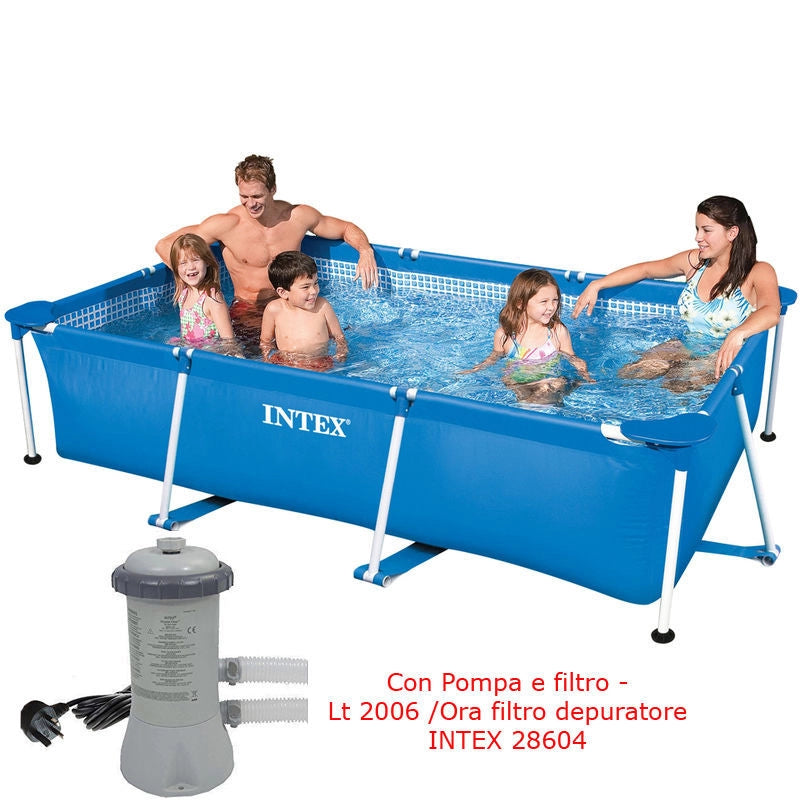 PISCINA FUORITERRA FRAME RETTANGOLARE 300x200x75 INTEX CON POMPA A FILTRO 28272