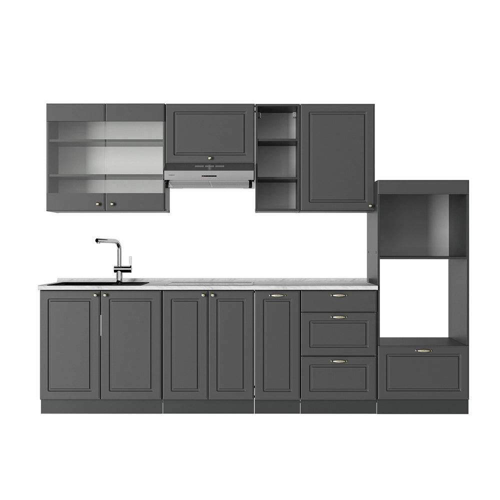 Cucina componibile Fame-Line Oro-antracite rustico/Antracite 280 cm, PL Marmo Vicco