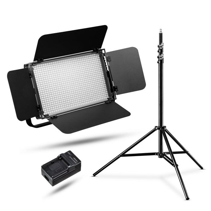 LED Niova 900 Plus DL con treppiede per lampada e 2 batterie NP-F