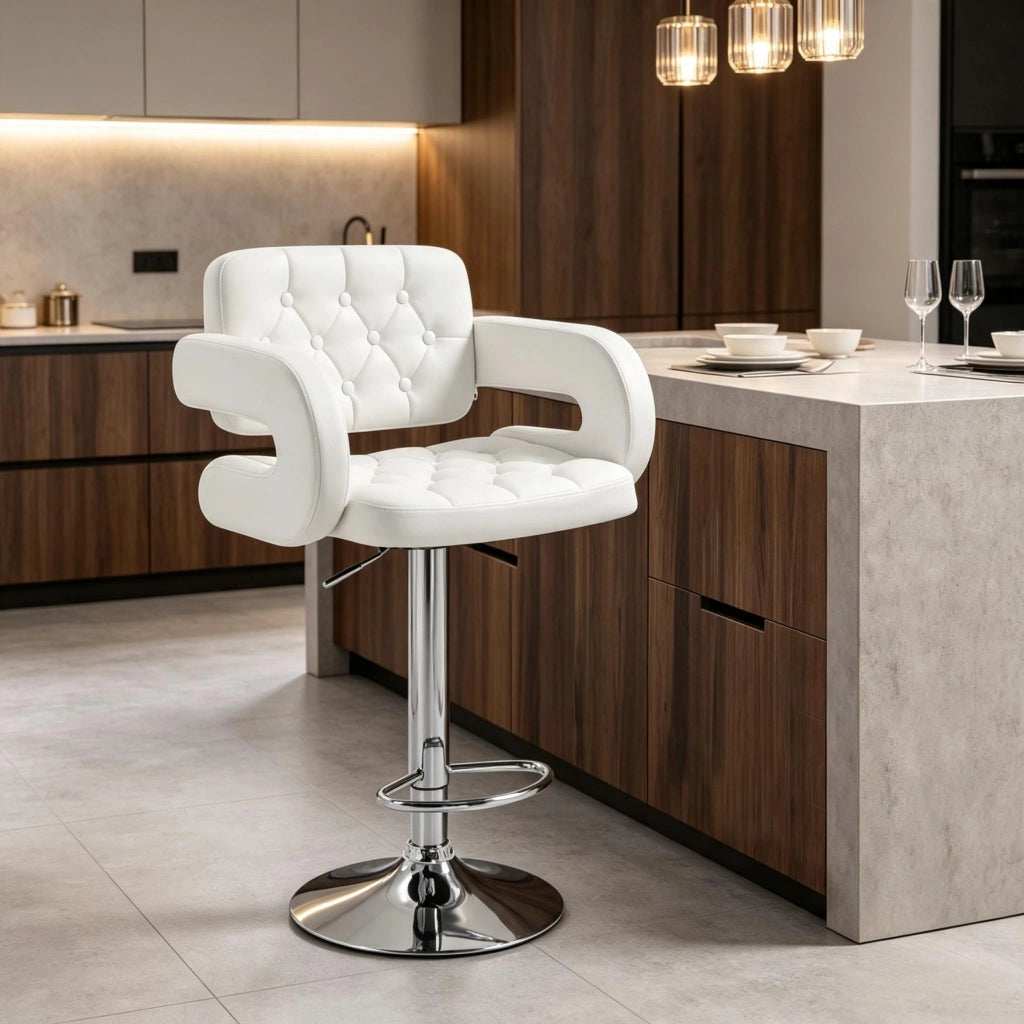 SGABELLO ALTO girevole regolabile 61x50x93-113 cm bianco metallo