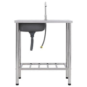 Lavello da Campeggio Vasca Singola con Rubinetto-Lavandino-Lavabo Acciaio Inox 546755