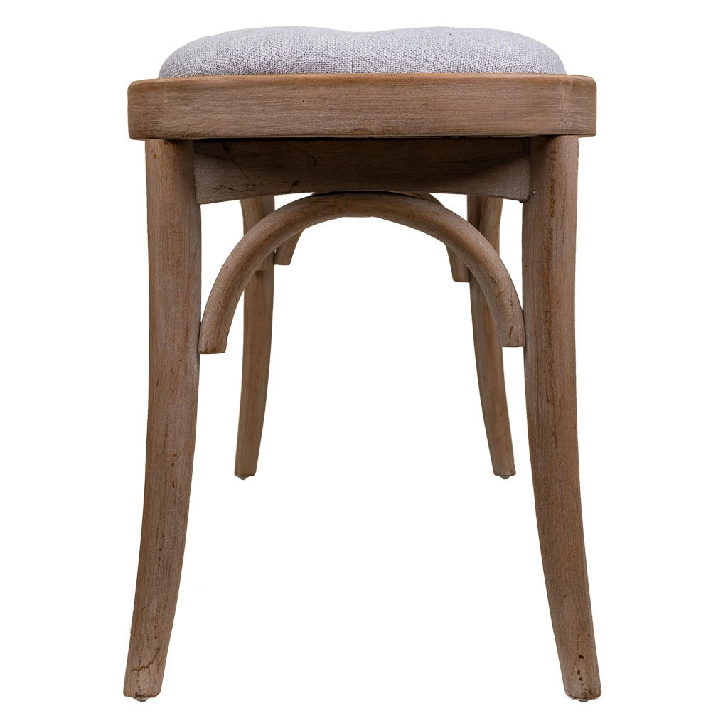 Sgabello imbottito in legno grigio 110x37x47h