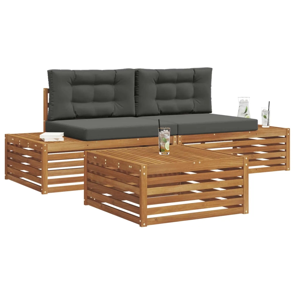 Set di divani da esterno 3 Pezzo Naturale e Antracite 3374087
