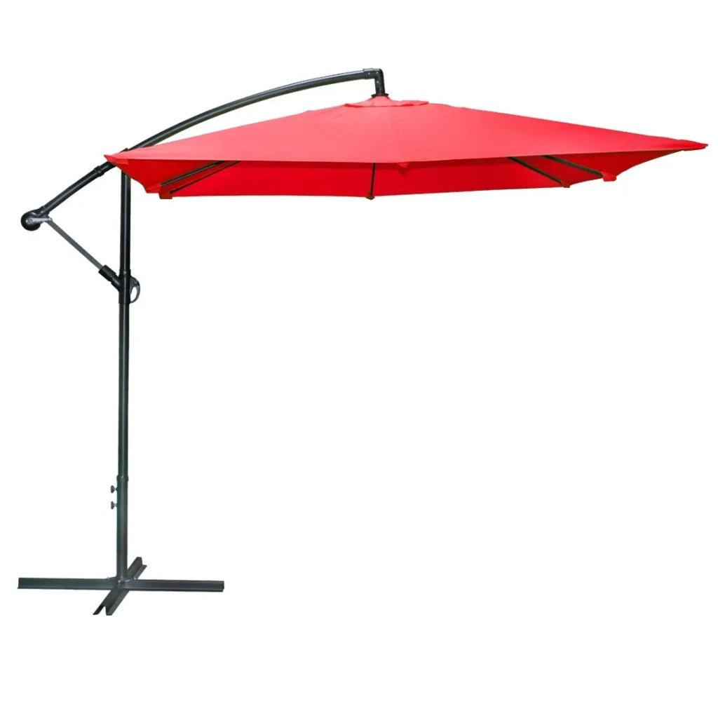 Ombrellone a sbalzo quadrato rosso 250x250x250 cm – Tela in poliestere 180 g/m² idrorepellente