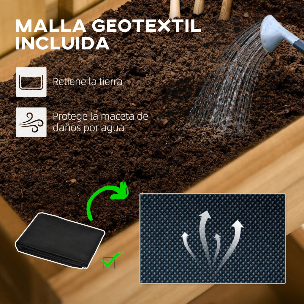 Fioriera da Parete in Legno con Griglia e 3 Vasi ¨C Zephmum ¨C 60x16x80 cm Natural
