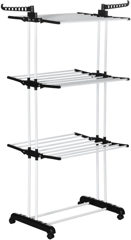 Carrello Opvougbile a 3 Livelli con Ruote con Freni per Pesi fino a 70 KG - 73 cm x 64 cm x 177 cm