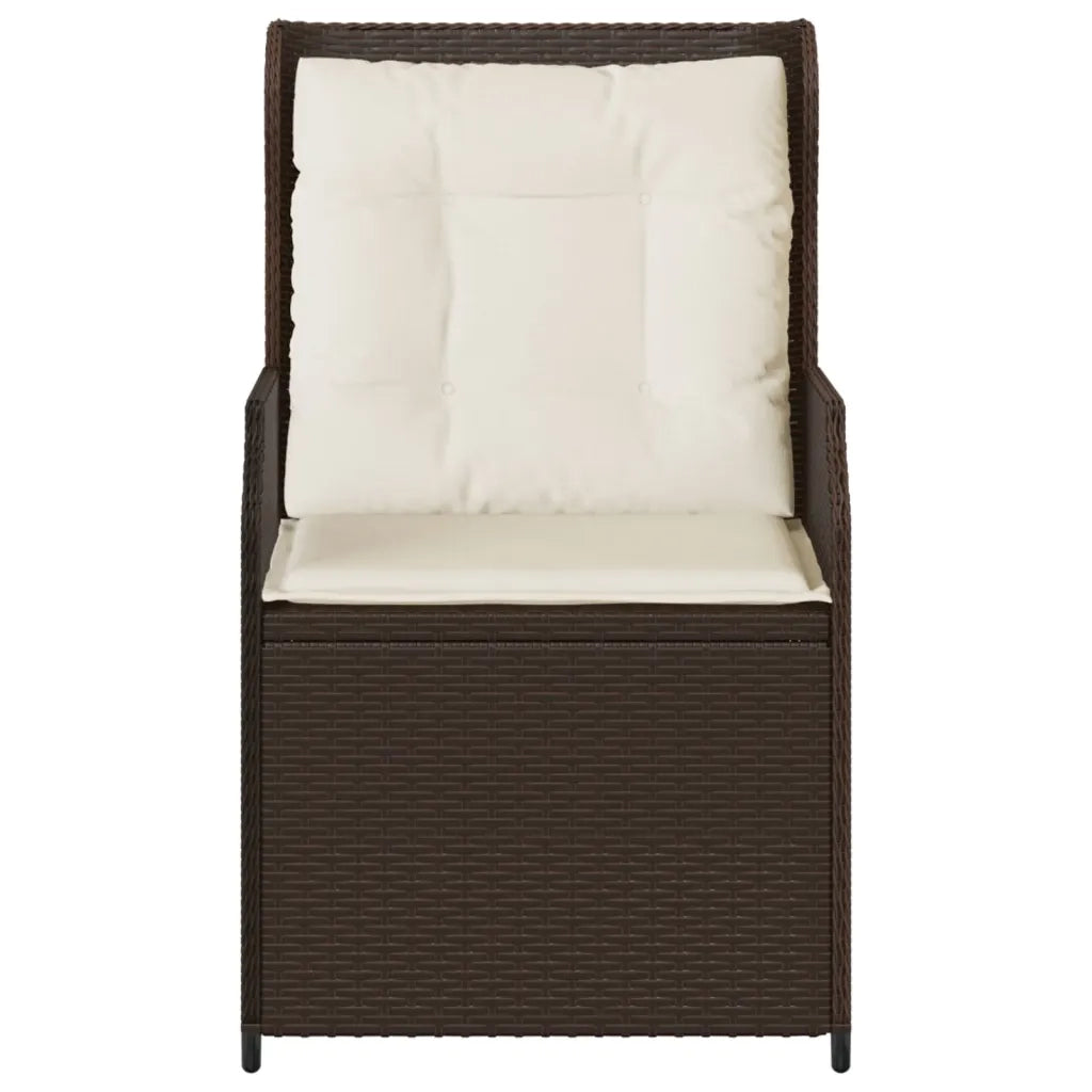 Sedie Reclinabili Giardino 2pz con Cuscini Marrone Polyrattan 368992