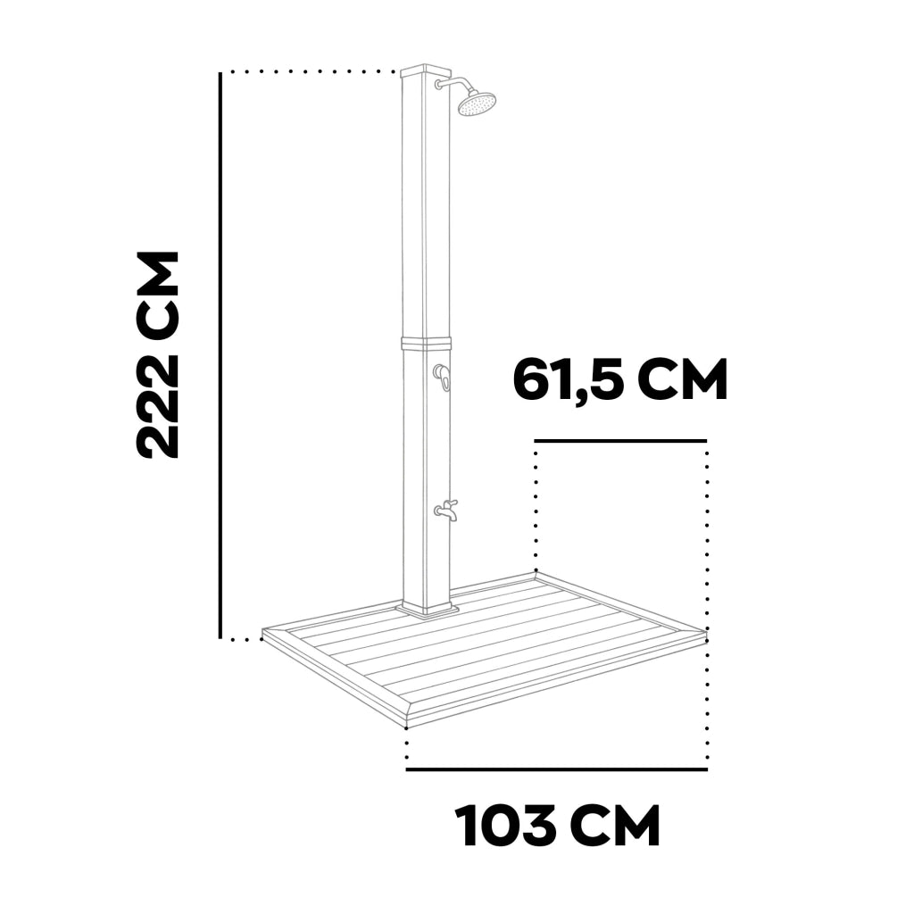 Doccia solare da giardino da 40L con pedana - Surya Gold & Dasar