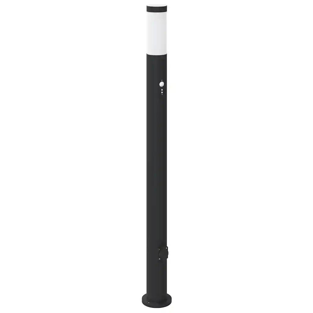 Lampada a paletto con sensore e presa 110 cm Acciaio Inox IP44 4006045