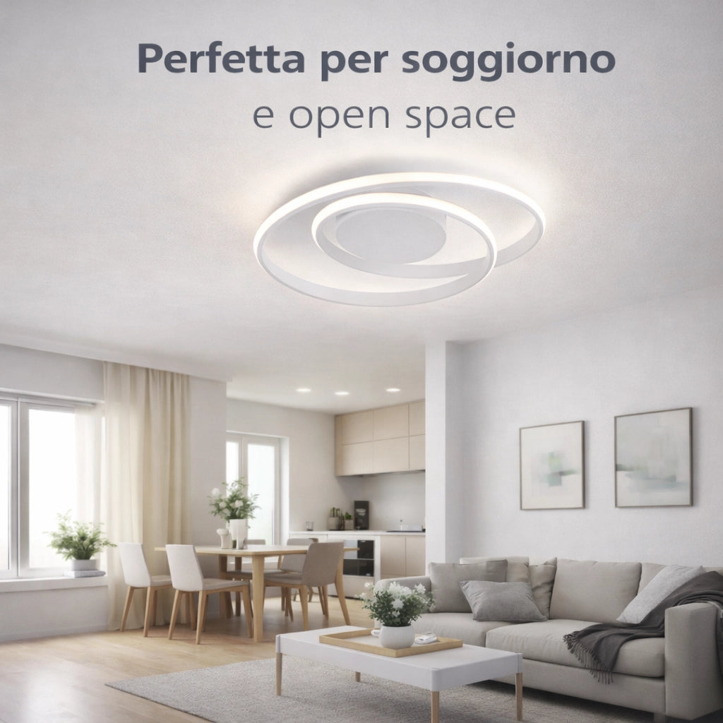Plafoniera LED Soffitto 32W 2560LM Ø45cm CCT Switch Luce Calda, Fredda e Naturale Moderna Design Anelli Intrecciati Bianco 240°