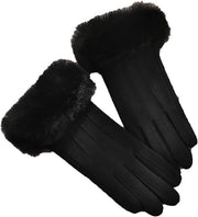 Maniche da imitazione per donne da inverno, progettazione a dita, tipo schermo touch, funzione SMS, imbottitura felpata, maniche lunghe e morbide, guanti per il freddo e il vento.