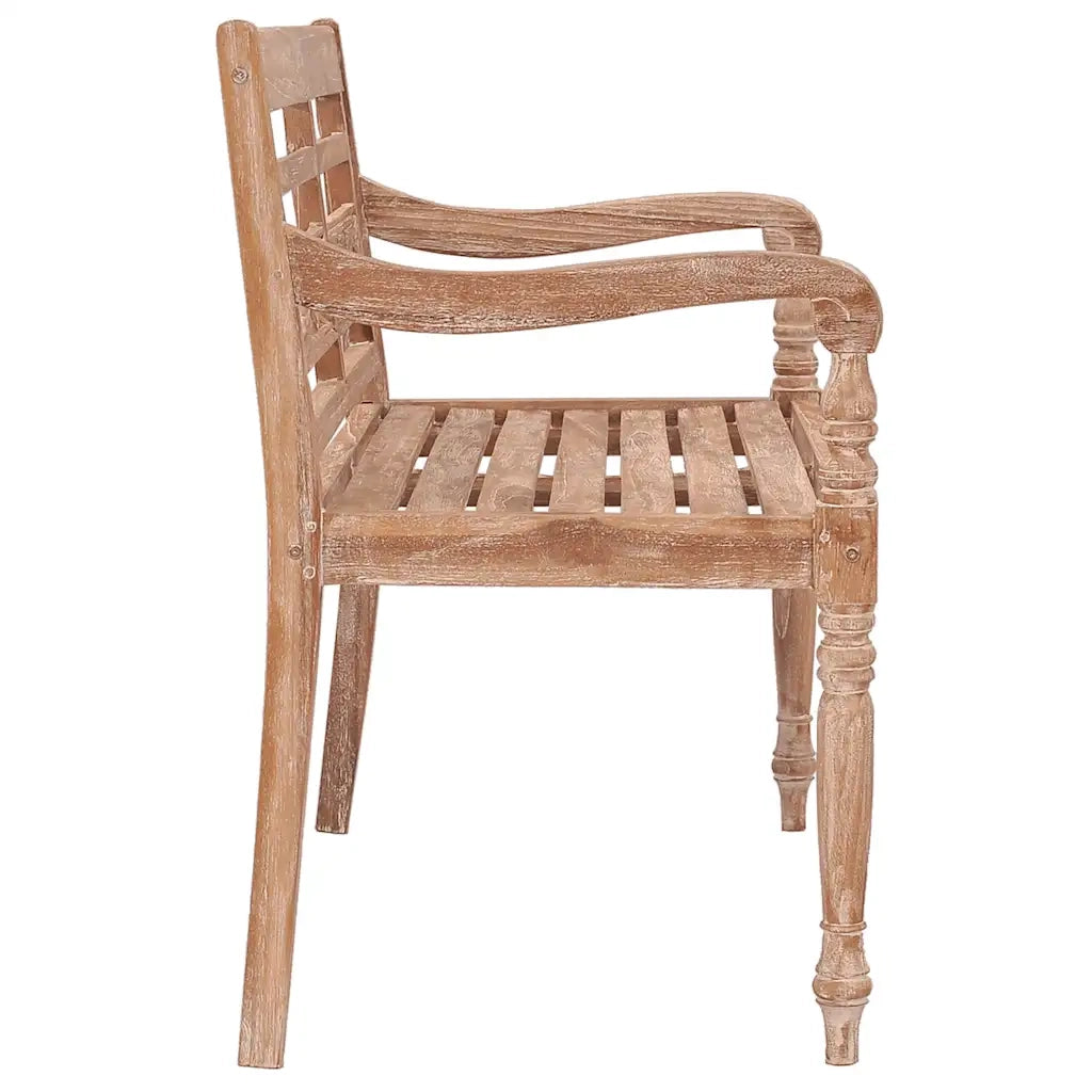 Panca Batavia 120 cm Bianco Slavato in Legno Massello di Teak 316035