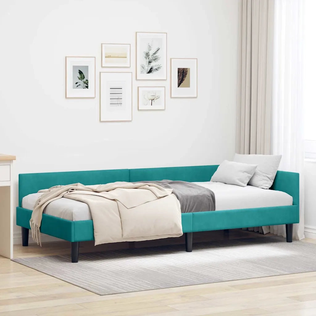 Cornice del letto ad angolo Turchese 80 cm x 200 cm Velluto 42016142