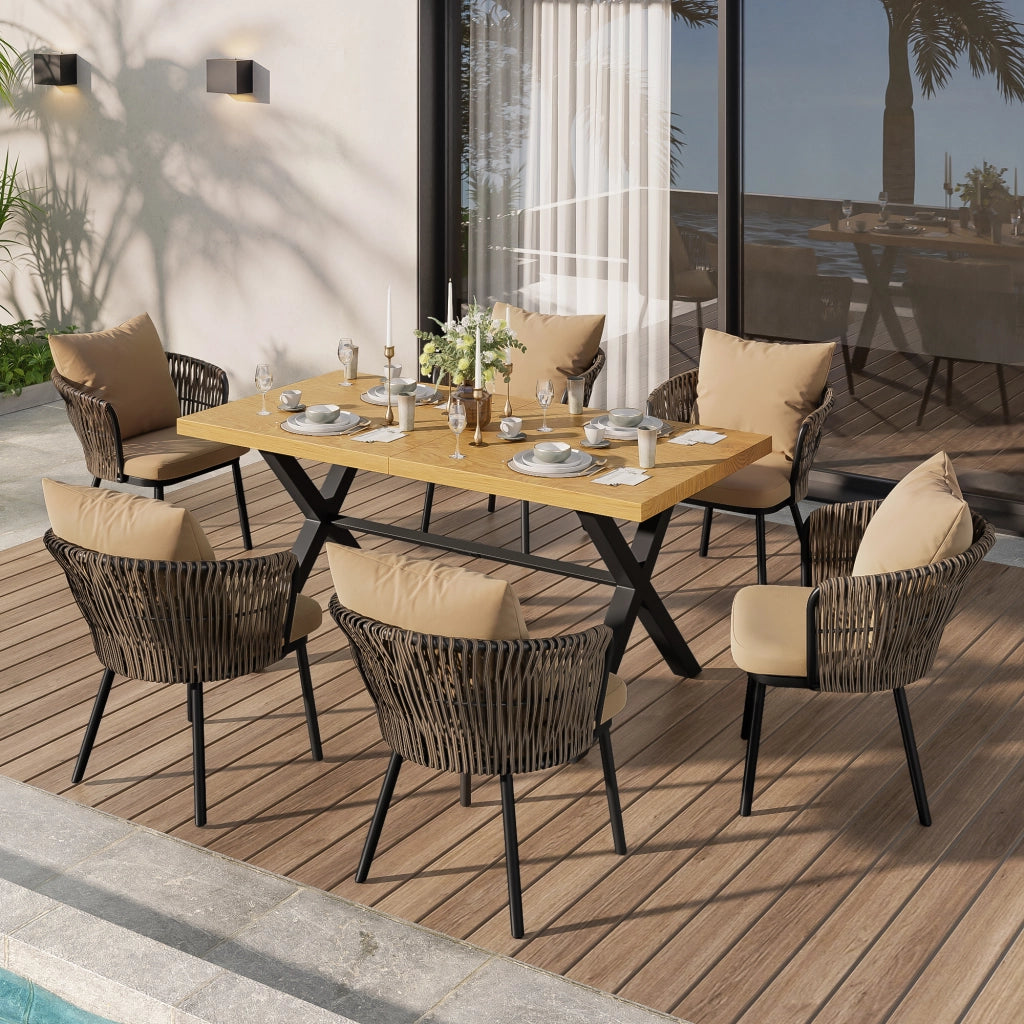 Set Salotto da Giardino in Rattan con Cuscini ¨C MINIMAL ¨C Polyrattan, Struttura in Metallo