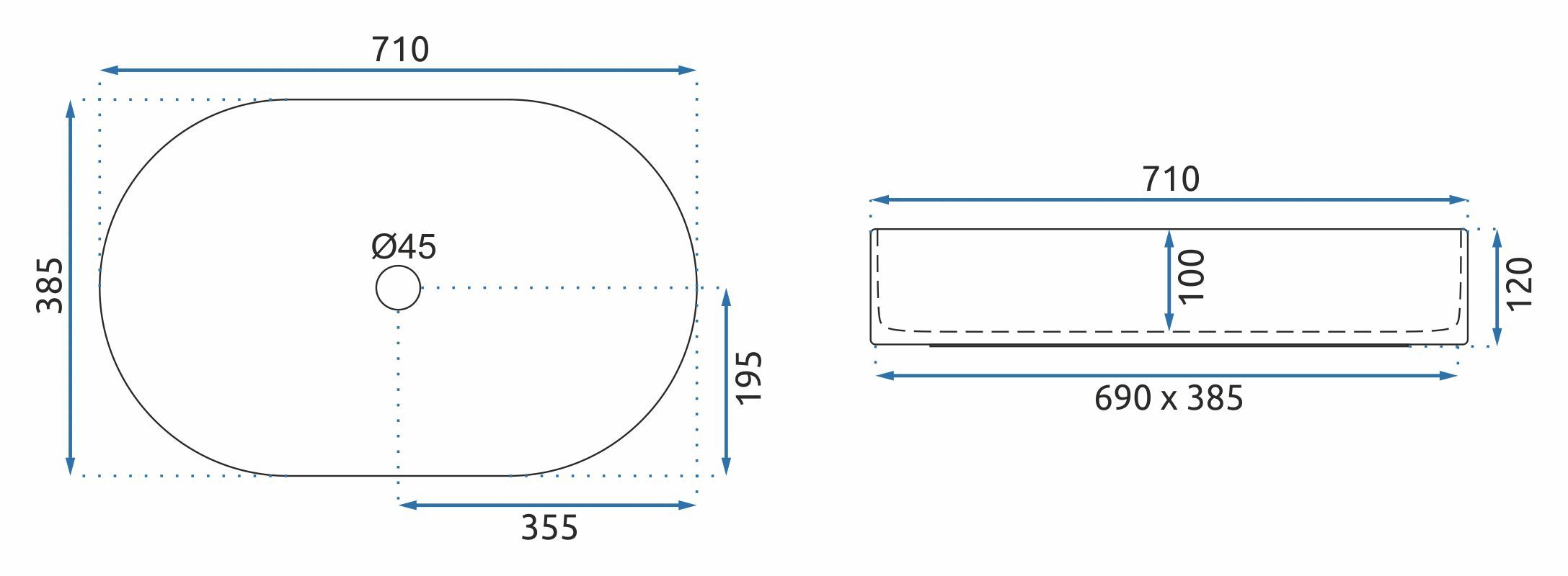Lavabo Da Appoggio In Ceramica Rea Nadia 70