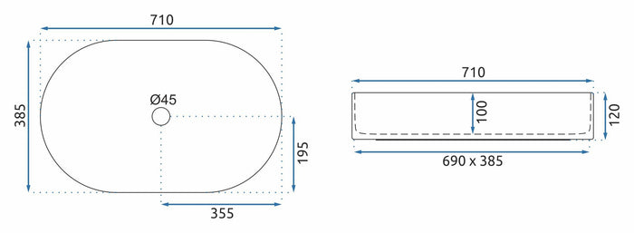 Lavabo Da Appoggio In Ceramica Rea Nadia 70