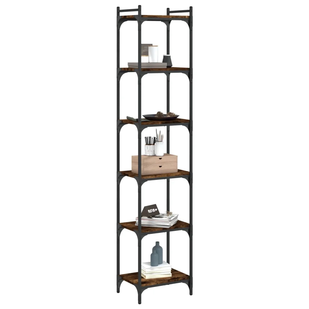 Libreria a 6 Ripiani Rovere Fumo 40x30x188 cm Legno Multistrato 837644