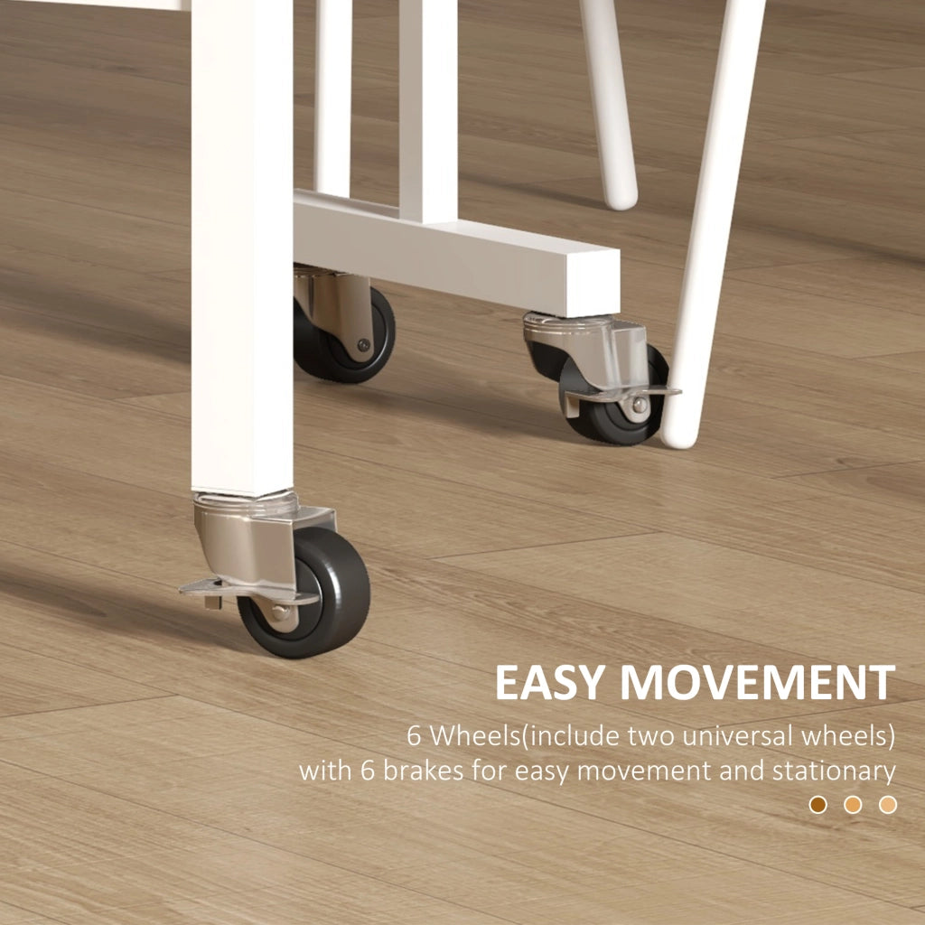 EasyComfort Tavolo Pieghevole Moderno a 2 Ribalte con Rotelle in MDF e Acciaio, 120x80x73cm, Marrone