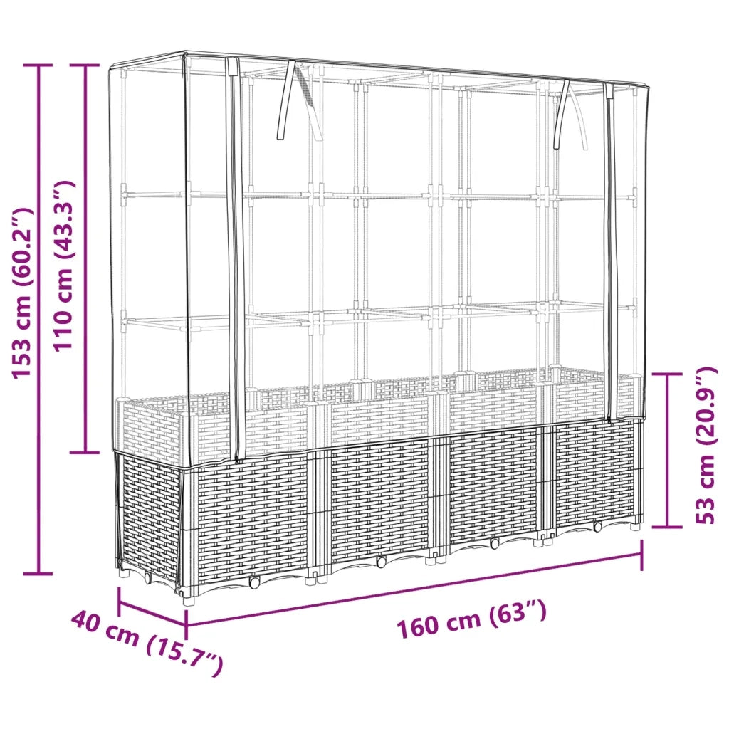vidaXL Letto Rialzato con Copertura Serra Effetto Rattan 160x40x153 cm