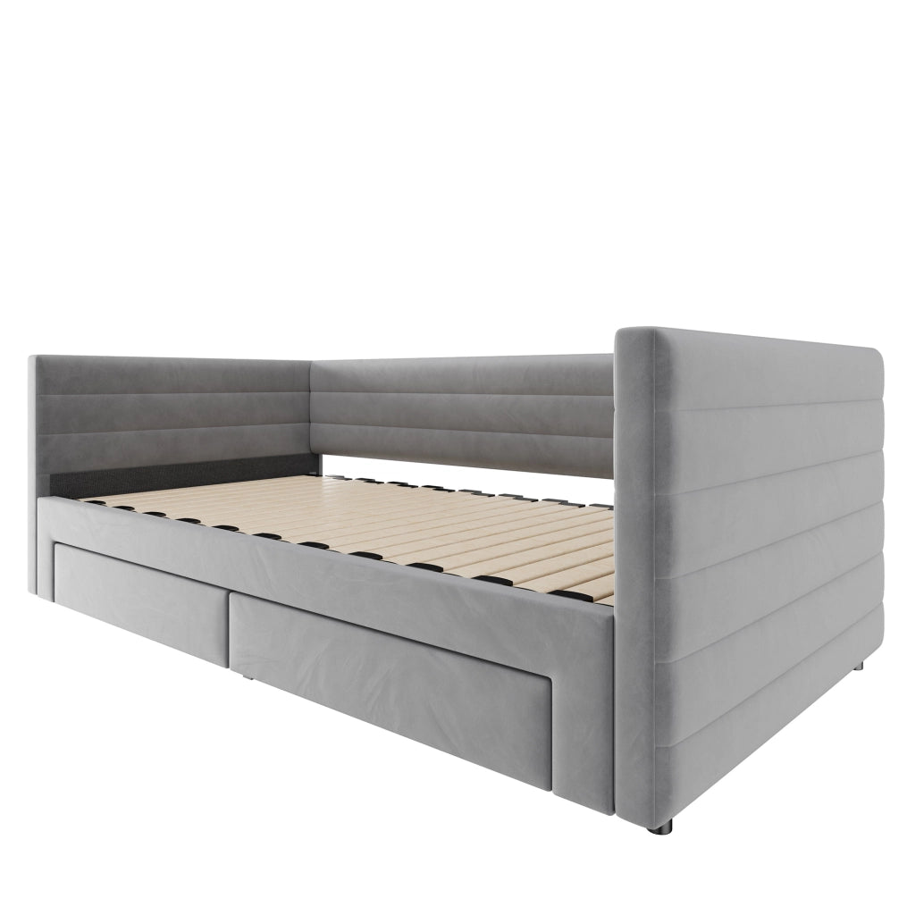 Divano letto imbottito 3 in 1 90 x 190 cm con cassetti