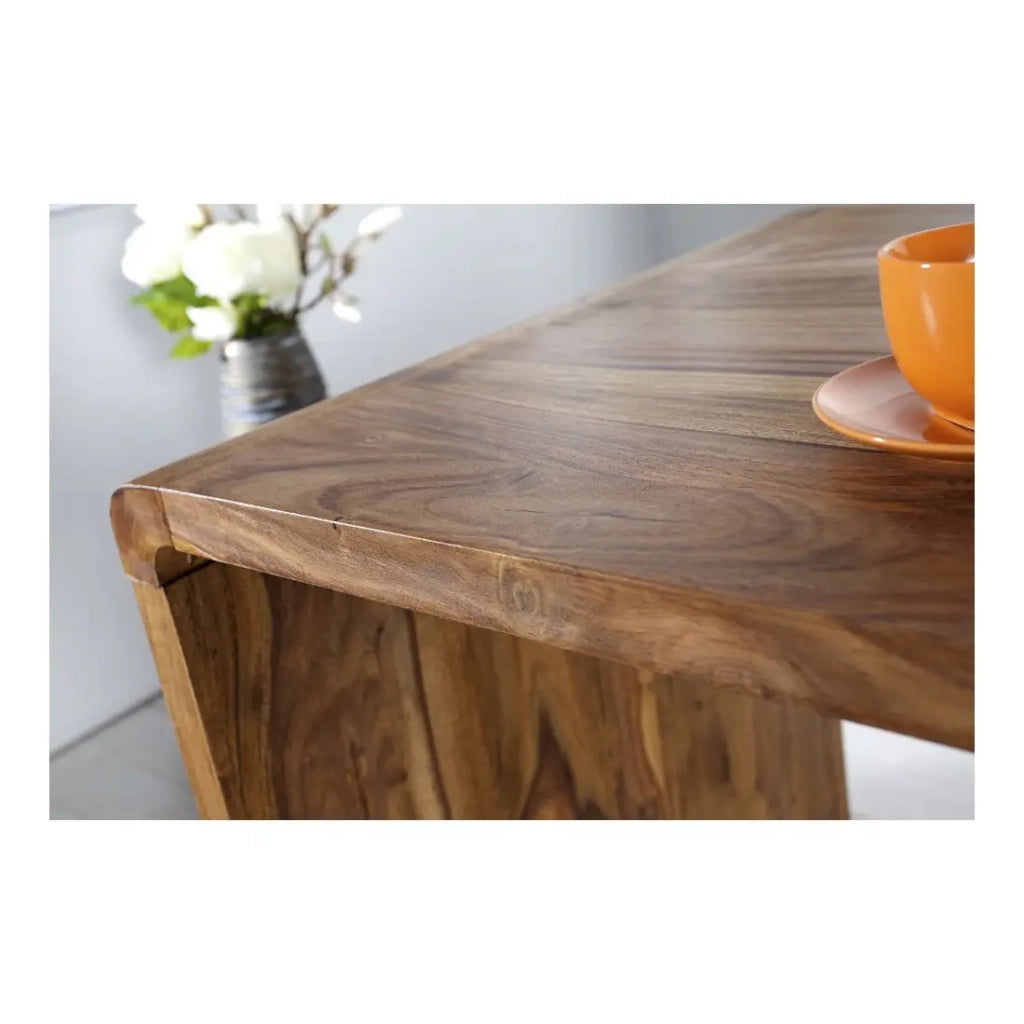 Scrivania retta NOMA 120 cm in legno massiccio di Sheesham verniciato – Angoli arrotondati e stile rustico