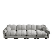 Divano modulare con trapuntatura e cuscino in chenille grigio chiaro 330 × 86 × 90 cm