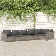 Set Divani da Giardino 6 pz con Cuscini in Polyrattan Grigio 3187276