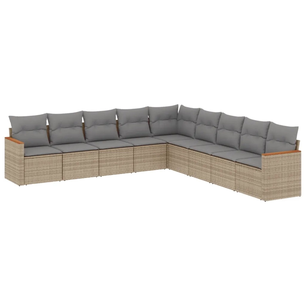 Set Divano da Giardino 9 pz con Cuscini Beige in Polyrattan 3258461