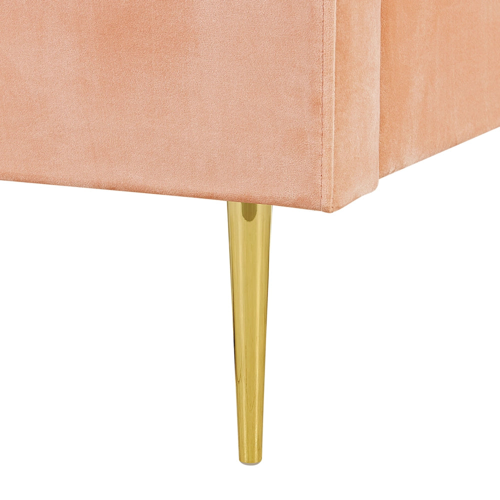 Letto imbottito velluto pesca e oro rete a doghe testiera alta 180 x 200 cm testata alta design retrò