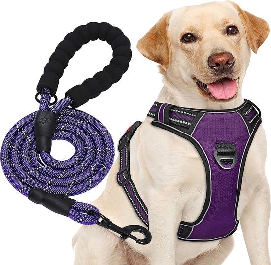 Harnas per cani senza trazione Adattabile cinturone per cani riflettente Oxford Easy Control medio con cinghia pesante inclusa