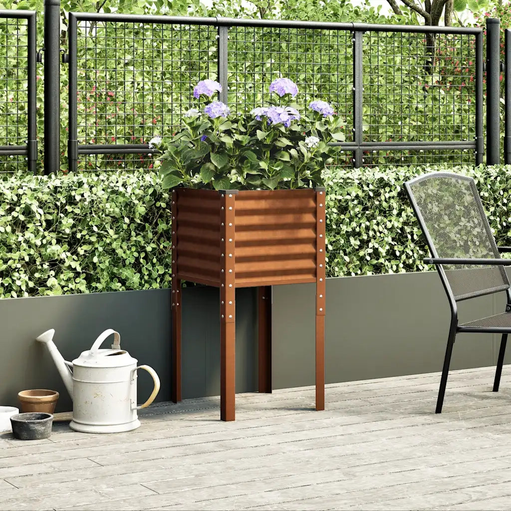 Fioriera da giardino 45x45x88 cm in acciaio corten 4008968