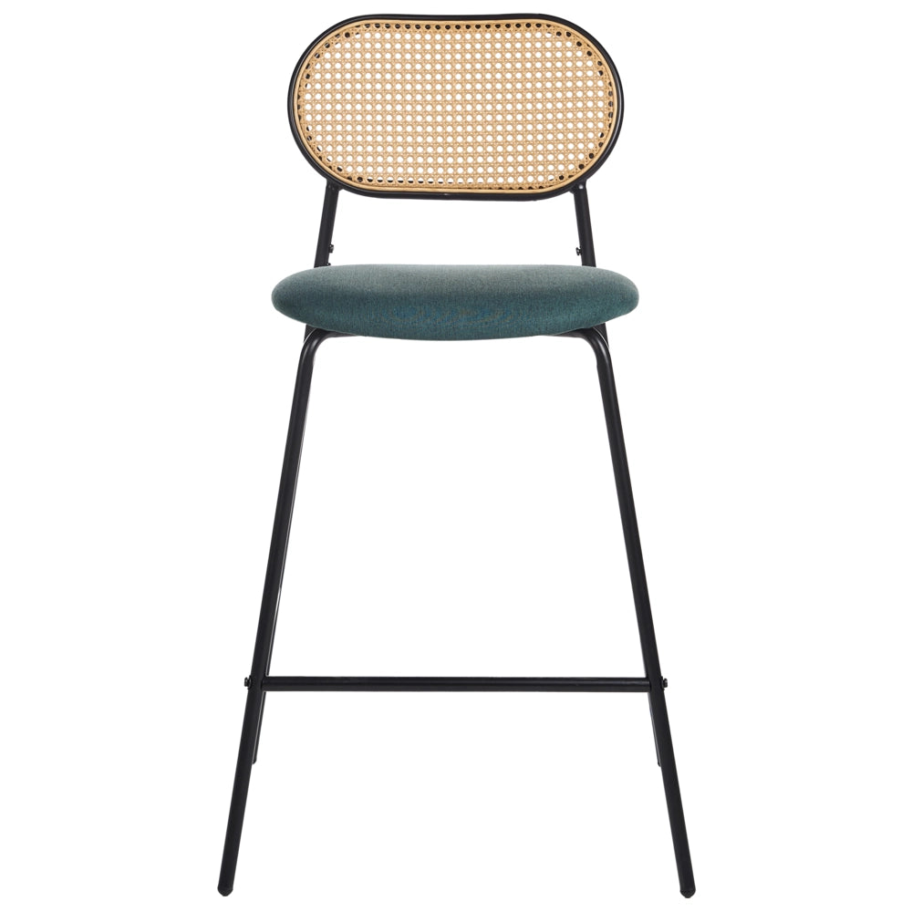 Set di 2 sedie da bar con struttura in metallo e schienale in rattan nero sgabelli da bar eleganti