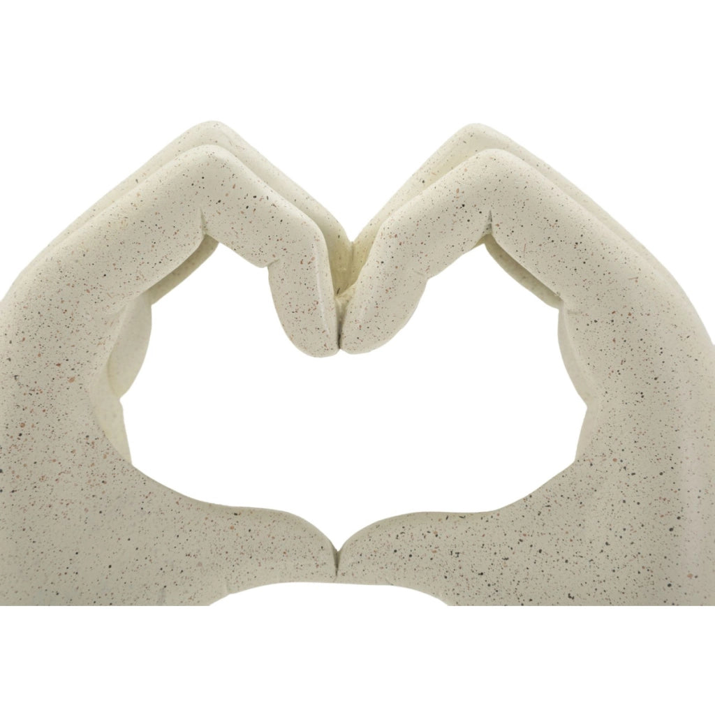 Scultura Cuore 1, Beige, Poliresina, 16,5x7x20 cm