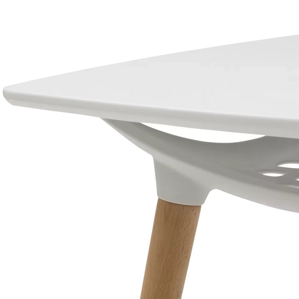 Tavolino quadrato moderno bianco e legno 80x80x73 - Mobili 2G