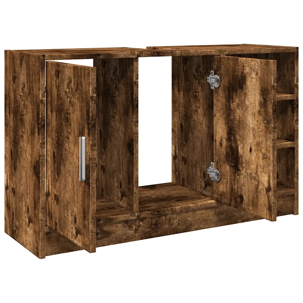 Mobile Lavabo-Armadietto da bagno Rovere Fumo 90x29x55 cm in Truciolare